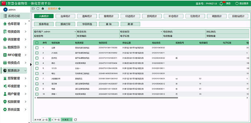 报表统计界面